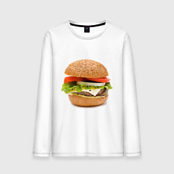 Лонгслив хлопковый мужской Гамбургер, цвет: белый
