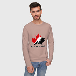 Лонгслив хлопковый мужской Canada, цвет: пыльно-розовый — фото 2