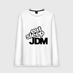 Лонгслив хлопковый мужской Eat sleep jdm, цвет: белый