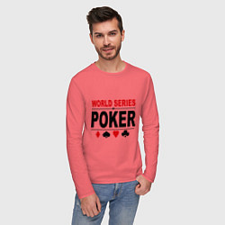 Лонгслив хлопковый мужской World series of poker, цвет: коралловый — фото 2