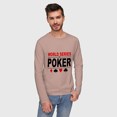 Мужской лонгслив World series of poker / Пыльно-розовый – фото 3