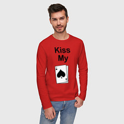 Лонгслив хлопковый мужской Kiss my card, цвет: красный — фото 2