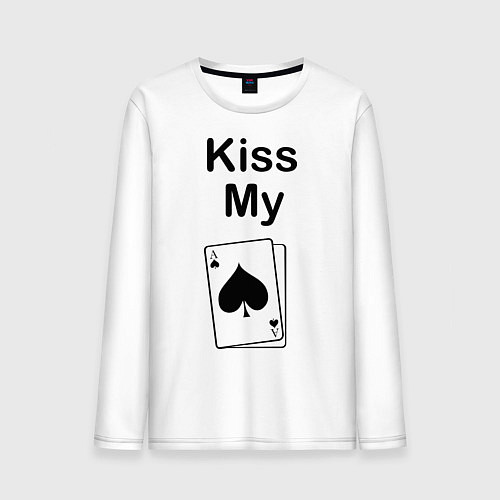 Мужской лонгслив Kiss my card / Белый – фото 1