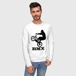 Лонгслив хлопковый мужской BMX, цвет: белый — фото 2