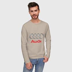 Лонгслив хлопковый мужской Audi, цвет: миндальный — фото 2