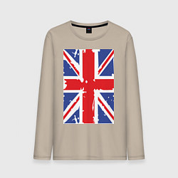 Лонгслив хлопковый мужской Британский флаг, цвет: миндальный