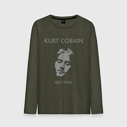 Лонгслив хлопковый мужской Kurt Cobain: 1967-1994 цвета меланж-хаки — фото 1