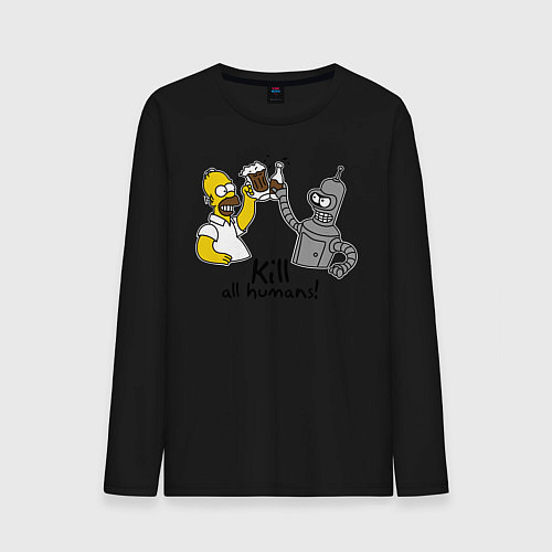 Мужской лонгслив Kill all humans / Черный – фото 1