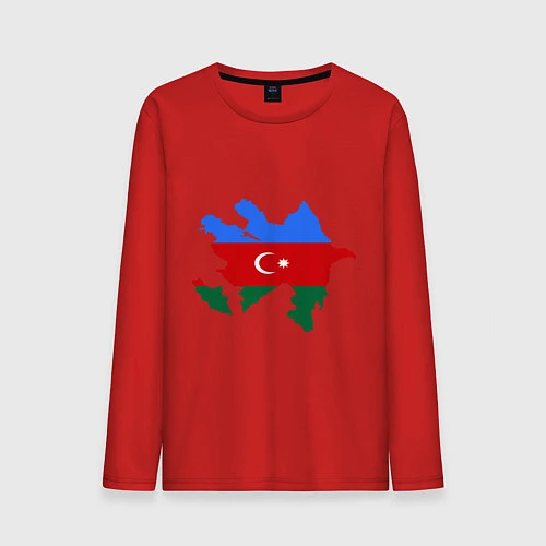 Мужской лонгслив Azerbaijan map / Красный – фото 1