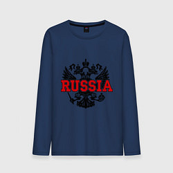 Лонгслив хлопковый мужской Russia Coat, цвет: тёмно-синий