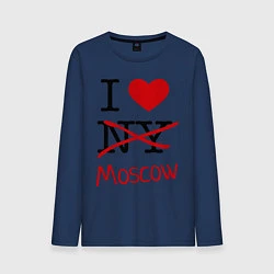 Лонгслив хлопковый мужской I love Moscow, цвет: тёмно-синий