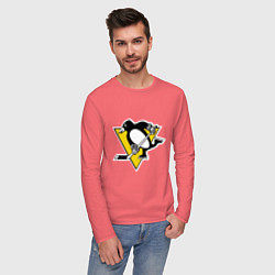 Лонгслив хлопковый мужской Pittsburgh Penguins, цвет: коралловый — фото 2