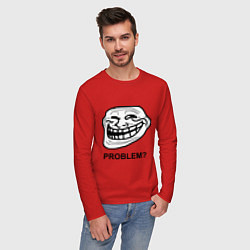 Лонгслив хлопковый мужской Trollface. Problem? Проблемы?, цвет: красный — фото 2