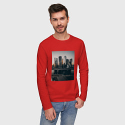 Лонгслив хлопковый мужской Moscow City, цвет: красный — фото 2