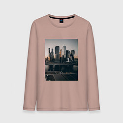 Лонгслив хлопковый мужской Moscow City, цвет: пыльно-розовый