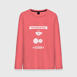 Лонгслив хлопковый мужской Принцип работы программиста, цвет: коралловый