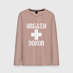 Лонгслив хлопковый мужской Orgasm + donor, цвет: пыльно-розовый