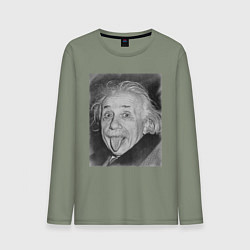Лонгслив хлопковый мужской Энштейн дурачится, цвет: авокадо