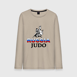 Лонгслив хлопковый мужской Russia judo, цвет: миндальный