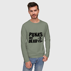 Лонгслив хлопковый мужской Punks not dead, цвет: авокадо — фото 2