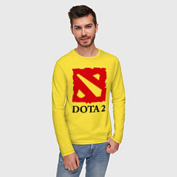Лонгслив хлопковый мужской Dota 2: Logo цвета желтый — фото 2