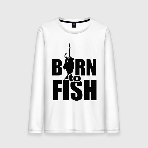 Мужской лонгслив Born to fish / Белый – фото 1