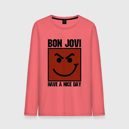 Мужской лонгслив Bon Jovi: Have a nice day / Коралловый – фото 1