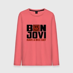 Лонгслив хлопковый мужской Bon Jovi: Nice day, цвет: коралловый