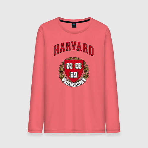 Мужской лонгслив Harvard university / Коралловый – фото 1