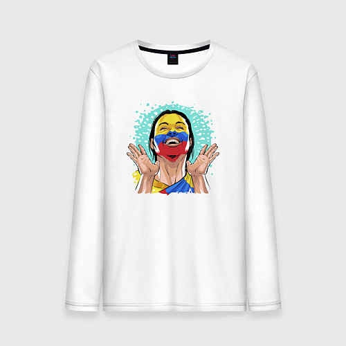 Мужской лонгслив Колумбийская болельщица / Белый – фото 1