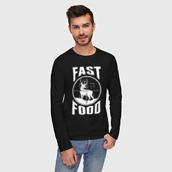 Лонгслив хлопковый мужской FAST FOOD олень в прицеле, цвет: черный — фото 2