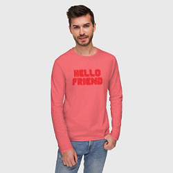 Лонгслив хлопковый мужской Hello Friend, цвет: коралловый — фото 2