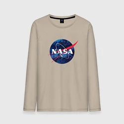 Лонгслив хлопковый мужской NASA: Cosmic Logo, цвет: миндальный