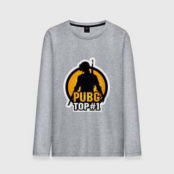 Лонгслив хлопковый мужской PUBG Top 1, цвет: меланж
