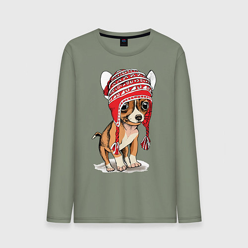 Мужской лонгслив Чихуахуа в шапочке / Авокадо – фото 1