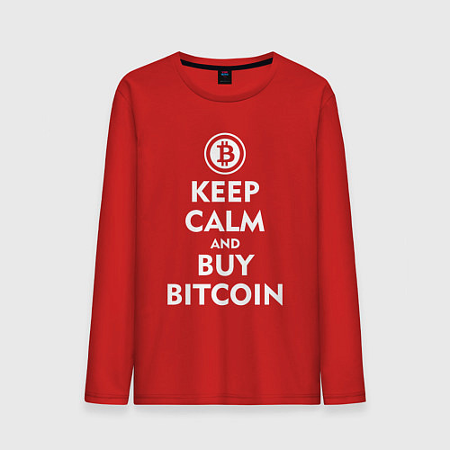 Мужской лонгслив Keep Calm & Buy Bitcoin / Красный – фото 1