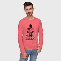 Лонгслив хлопковый мужской Keep Calm & Cheeki Breeki, цвет: коралловый — фото 2