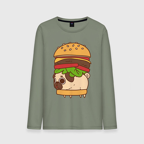 Мужской лонгслив Мопс-бургер / Авокадо – фото 1