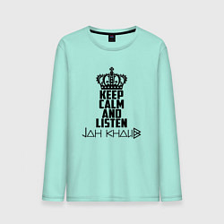 Лонгслив хлопковый мужской Keep Calm & Listen Jah Khalib цвета мятный — фото 1
