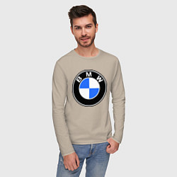 Лонгслив хлопковый мужской Logo BMW, цвет: миндальный — фото 2
