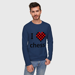 Лонгслив хлопковый мужской I love chess, цвет: тёмно-синий — фото 2