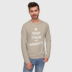 Лонгслив хлопковый мужской Keep Calm & WAAAGH, цвет: миндальный — фото 2