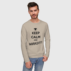 Лонгслив хлопковый мужской Keep Calm & WAAAGH, цвет: миндальный — фото 2