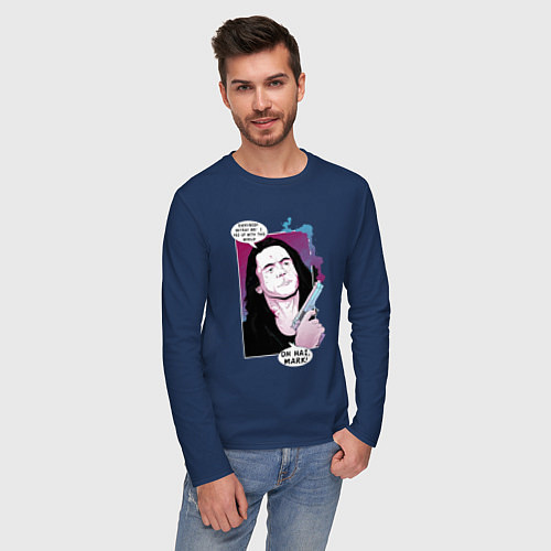 Мужской лонгслив Томми Вайсо / Тёмно-синий – фото 3