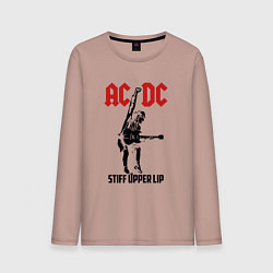 Лонгслив хлопковый мужской AC/DC: Stiff Upper Lip цвета пыльно-розовый — фото 1