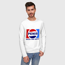 Лонгслив хлопковый мужской Penis. Enjoy the taste, цвет: белый — фото 2