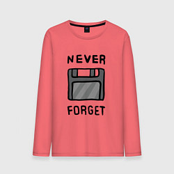 Лонгслив хлопковый мужской Never Forget, цвет: коралловый