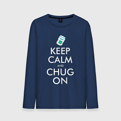 Лонгслив хлопковый мужской Keep Calm & Chug on, цвет: тёмно-синий