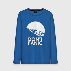 Лонгслив хлопковый мужской Elon: Don't Panic цвета синий — фото 1