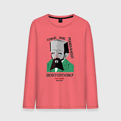Лонгслив хлопковый мужской Dostoevsky Crime, цвет: коралловый